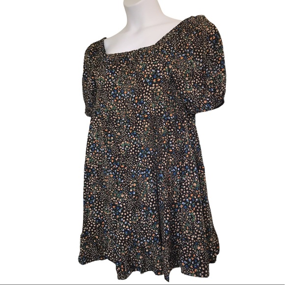 Wild Fable Ruffled Floral Babydoll Mini Dress Black - Picture 3 of 10